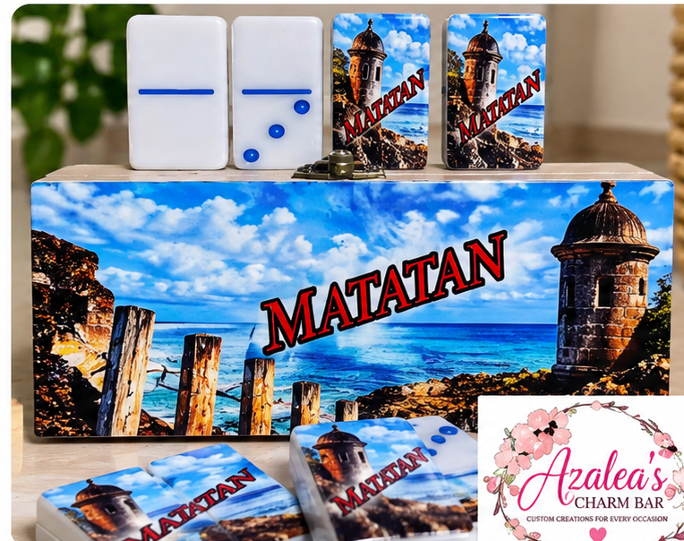 Custom Hometown Set domino display featuring Matatan