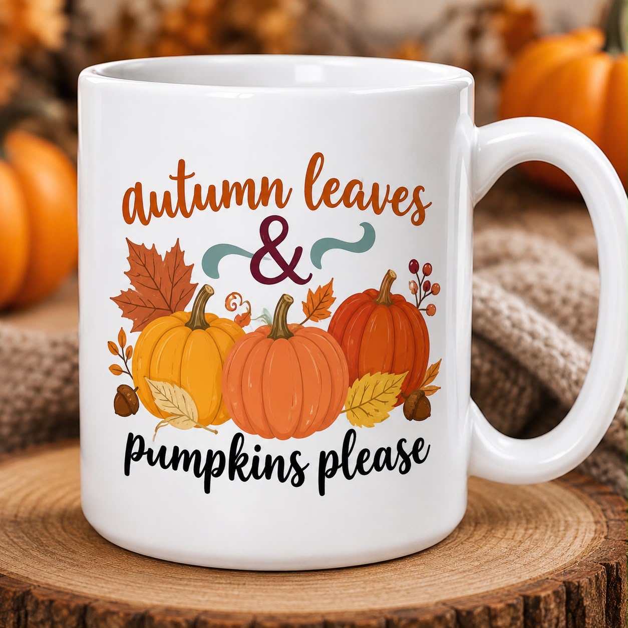 Autumn Leaves & Pumpkins Please Fall mug