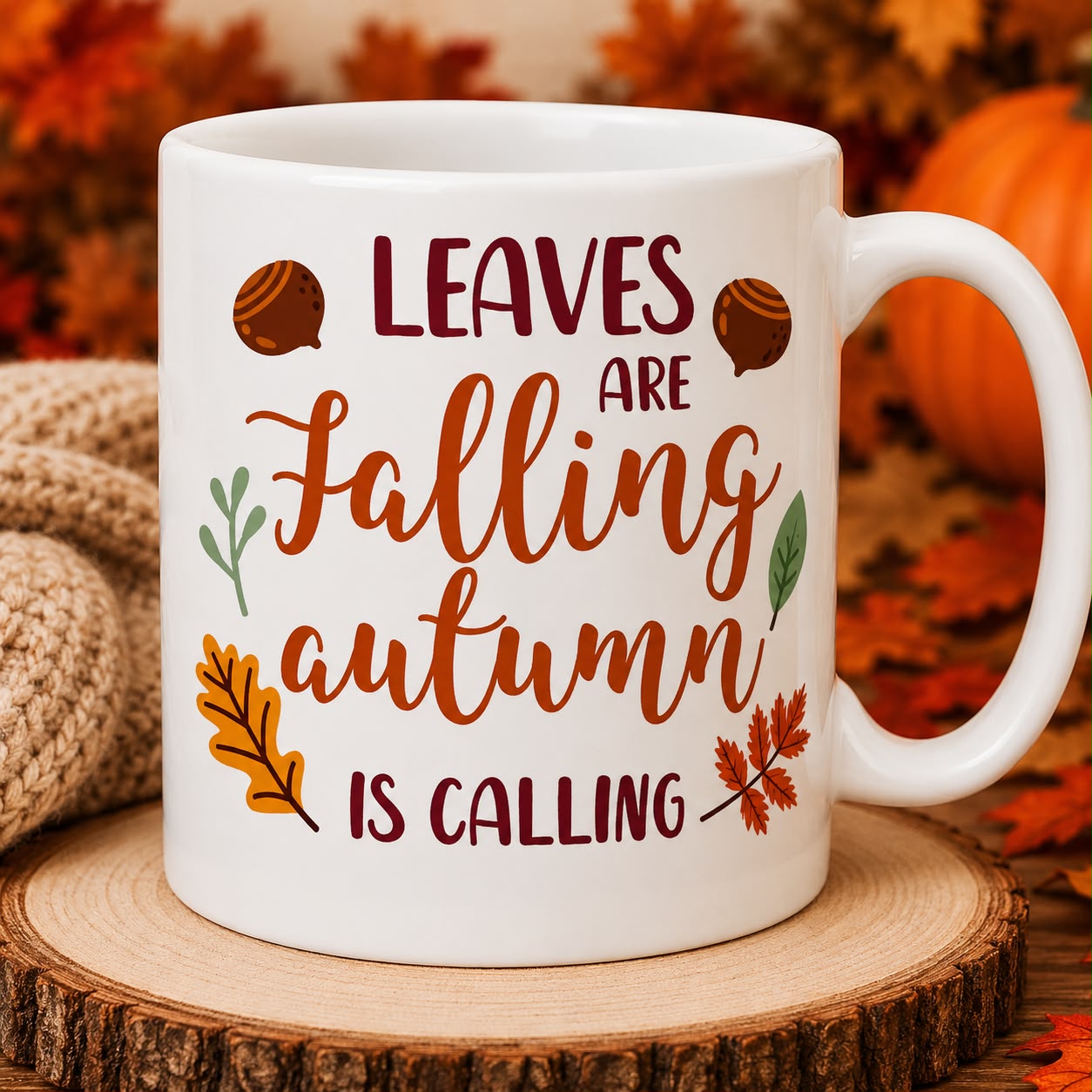 Leaves Falling Autumn Is Calling Fall mug