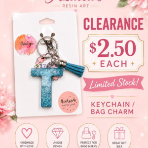 Teal Letter T Keychain