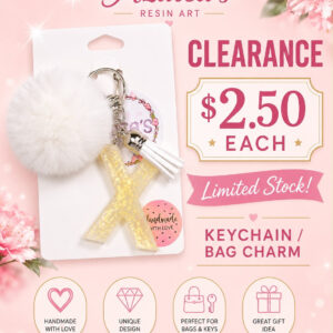 Cream Letter X Pom-Pom Keychain