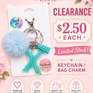 Mint Letter X Pom-Pom Keychain