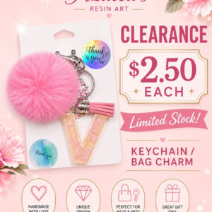 Peach Letter V Pom-Pom Keychain