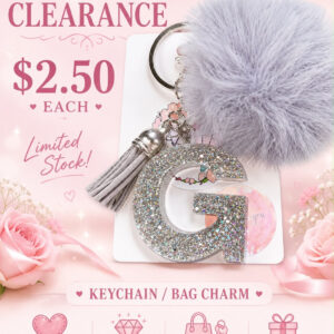 Silver Letter G Pom-Pom Keychain