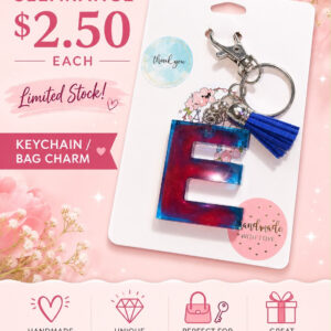 Red Blue Letter E Keychain