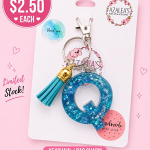 Teal Letter Q Keychain